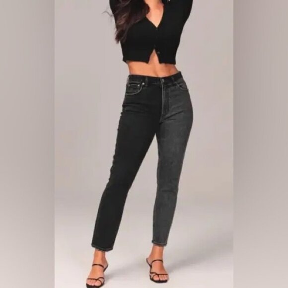 Abercrombie & Fitch The Skinny High Rise Two Tone Black Grey Jeans Size 25 - Picture 1 of 14